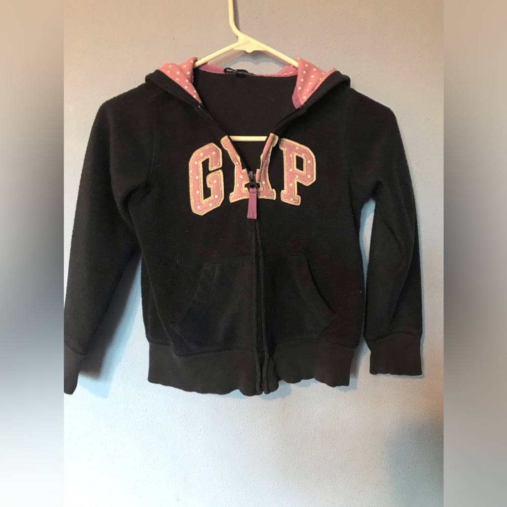 Gap Kids Navy & Pink Fleece Hooded Jacket Girls S (6-7)